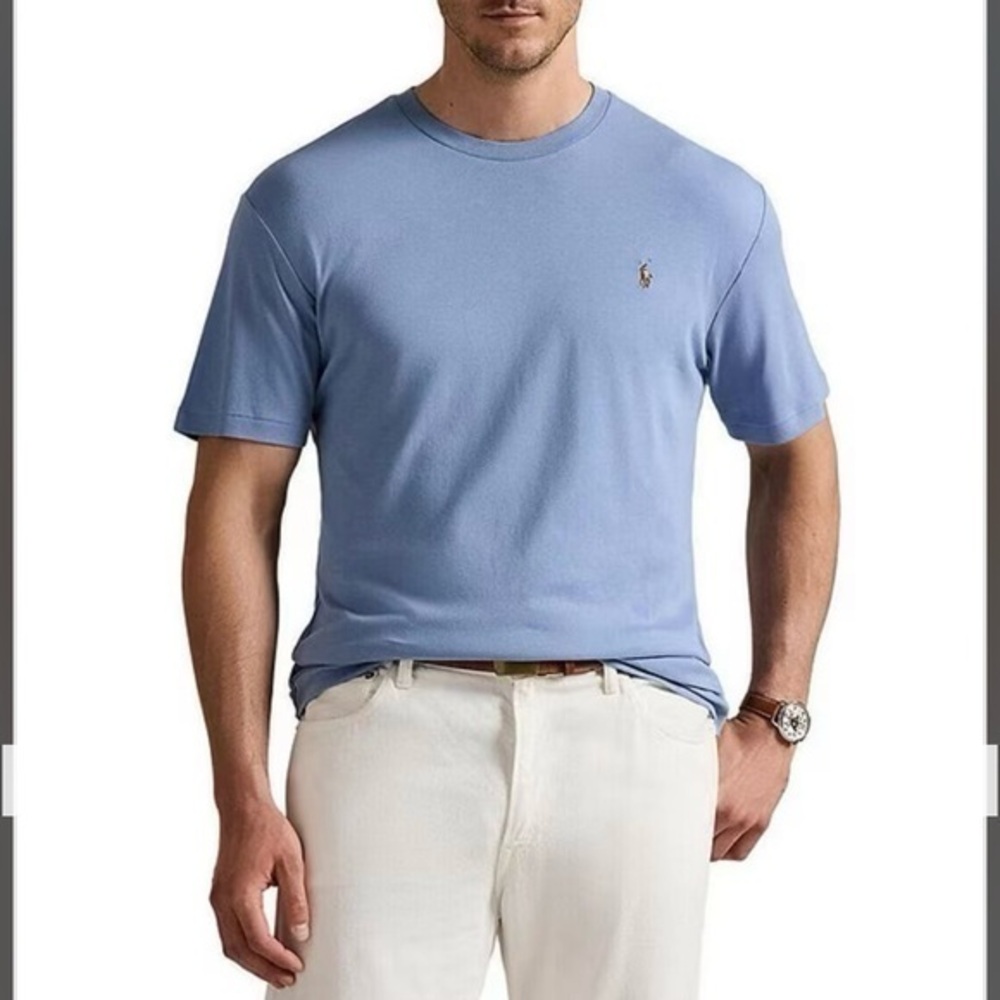 Polo Ralph Lauren Custom Slim Fit Short Sleeve T-Shirt in Heather Blue Size XXL